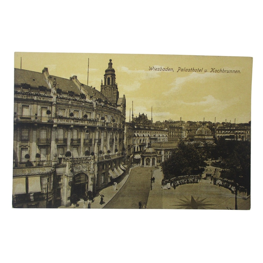 Wiesbaden Germany Palasthotel Kochbrunnen Antique Postcard Gerhard‎ Blumlein Co